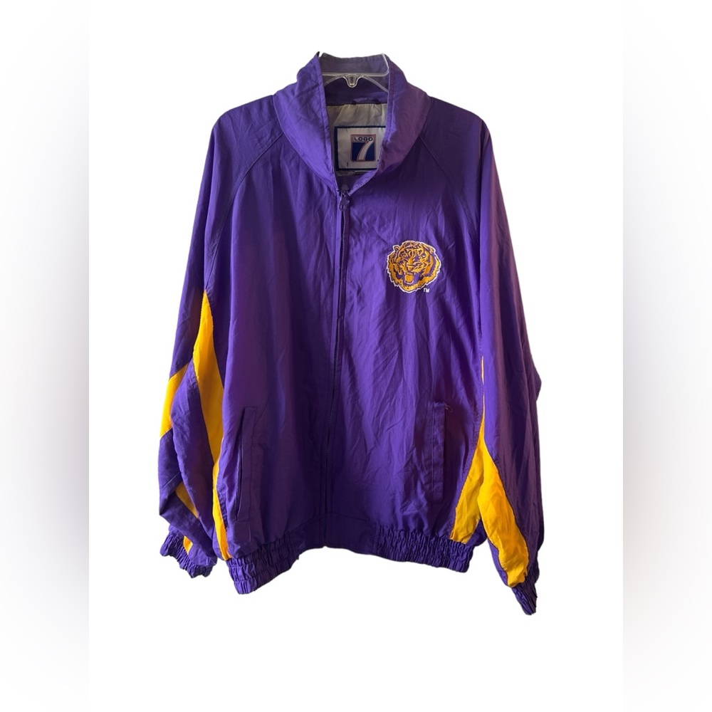Vintage 90's LSU Tigers Logo 7 Windbreaker Jacket XL